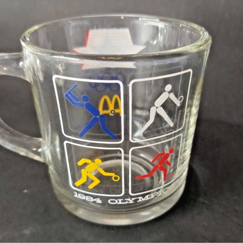 4 Vintage 1984 McDonalds Olympic Glass Coffee Mugs  Los Angeles -  All Different - Picture 12 of 16